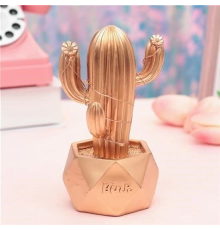 Led Işıklı Sevimli Kaktüs Dekoratif Masa Lambası Mini Biblo Gece Lambası-GOLD