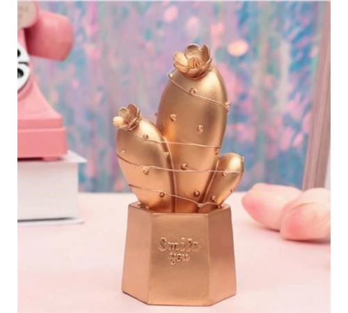 Led Işıklı Sevimli Kaktüs Dekoratif Masa Lambası Mini Biblo Gece Lambası Gold Led Işıklı Sevimli Kaktüs Dekoratif Masa Lambası Mini Biblo Gece Lambası Gold