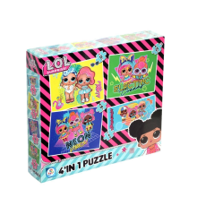 LOL7627 Laço Kids L.O.L. 4'ü1 Kutuda Puzzle / 6+12+16+25 Parça Puzzle