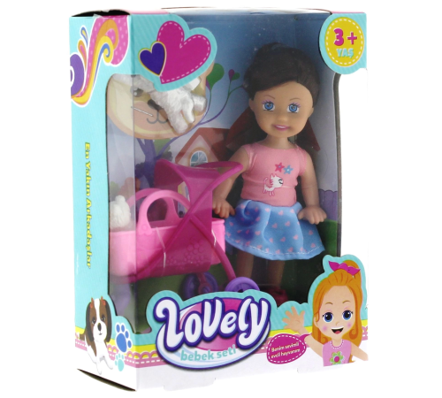 Lovely Mini Bebek Pembe Sepetli Evcil Hayvanlı Oyun Seti