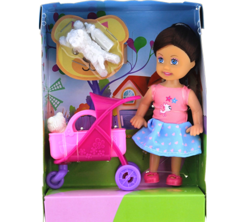 Lovely Mini Bebek Pembe Sepetli Evcil Hayvanlı Oyun Seti