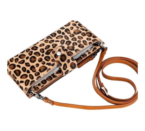 Lozan Strap 6.5 inch Uyumlu Deri Kartlıklı Kılıf LEO1 Leopar