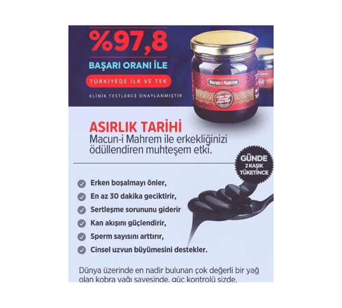 Macun-i Mahrem Erkeklere Özel Doğal Karışım 240 Gr x 2 Adet Macun-i Mahrem Erkeklere Özel Doğal Karışım 240 Gr x 2 Adet