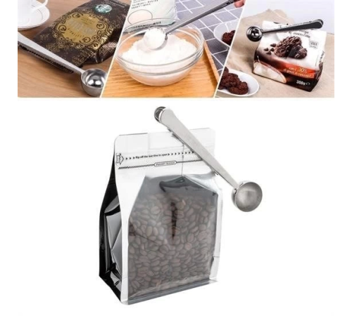 Mandallı Kahve Ölçü Kaşığı Silver Çok Fonksiyonlu Paslanmaz Çelik Kaşık