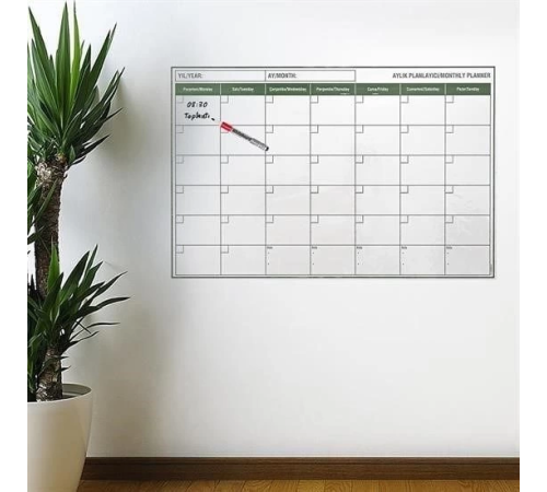 Manyetik Yapışkanlı Bir Aylık Program Planlayıcı Takvim 85x56 cm Manyetik Yapışkanlı Bir Aylık Program Planlayıcı Takvim 85x56 cm