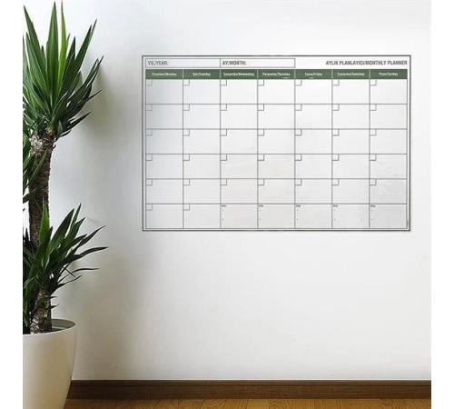 Manyetik Yapışkanlı Bir Aylık Program Planlayıcı Takvim 85x56 cm Manyetik Yapışkanlı Bir Aylık Program Planlayıcı Takvim 85x56 cm