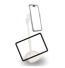Masa Üstü Tablet ve Telefon Tutucu Plastik Aparat Beyaz Telefon Standı