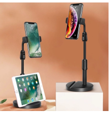 Masa Üstü Tablet ve Telefon Tutucu Plastik Aparat Siyah Telefon Standı