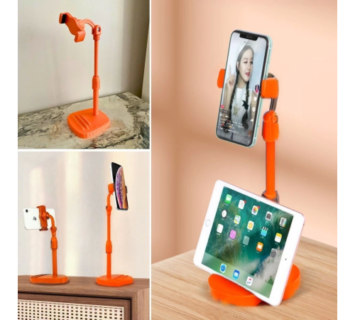 Masa Üstü Tablet ve Telefon Tutucu Plastik Aparat Turuncu Telefon Standı Masa Üstü Tablet ve Telefon Tutucu Plastik Aparat Turuncu Telefon Standı