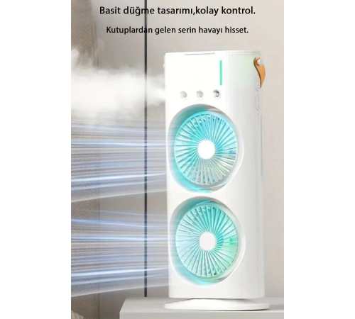 Masaüstü Taşınabilir Buzlu Vantilatör Su Soğutmalı Led Işıklı Soğutucu Fan