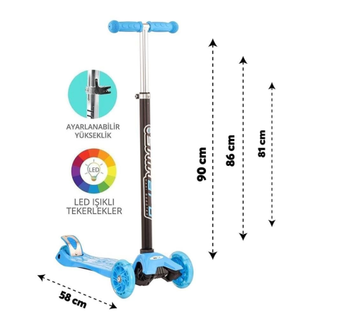Mavi Twist Işıklı Scooter Kırmızı
