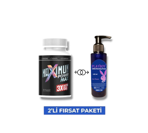 Maximum Power Erkek Performansı Arttıran 30'lu Takviye + Etkili  İstekli Arttırıcı Krem 125 ML