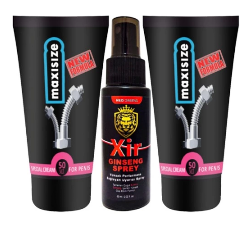 Maxsize KOD:ASLG308 2 Adet Maxi Size Erkeğe Özel 50 ml Şekillendirici Canlandırıcı Krem + Yanında Etkili Sertleştiricili 3xeffect Spray 60 ml Erkeğe Özel Karışım Sprey