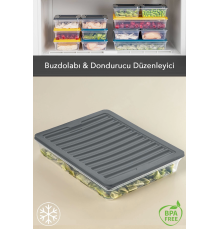 Mikrodalga Uyumlu Saklama Kabı Erzak Kabı Antrasit 1 X 2400ml