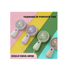 Mini Vantilatör Şarjlı Yüksek Fan Gücü Tutmalı Fan Mini Fan Vantilatör Işıklı Vantilatör