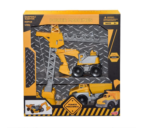 ML447 Power Machines Vinç, Damperli Kamyon ve Kepçe İnşaat Seti -Molmo ML447 Power Machines Vinç, Damperli Kamyon ve Kepçe İnşaat Seti -Molmo