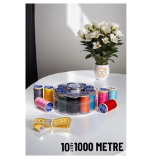BX 10 Renk 1000 Mt Kutulu Mezuralı Dikiş İpliği Seti