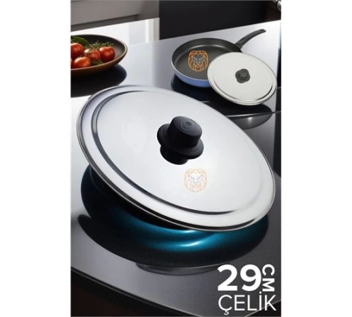 BX 29 cm Kızartma Tavası Kapağı Çelik Żelazny Design