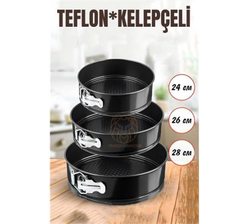 BX 3 Boy Kelepçeli Kek Kalıbı 24-26-28 Cm Teflon BX 3 Boy Kelepçeli Kek Kalıbı 24-26-28 Cm Teflon