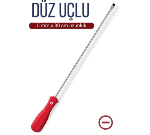 BX 5 mm Uç 30 Cm Uzunluk Düz Uç Tornavida
