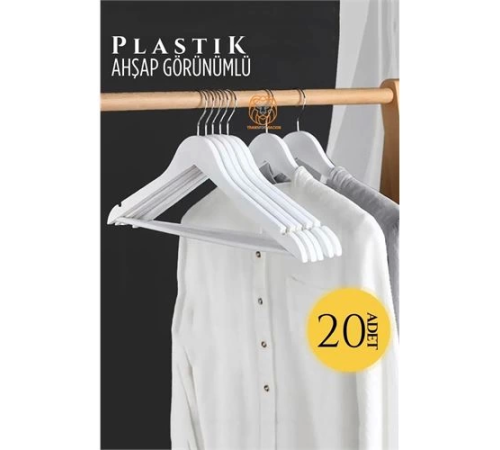 BX Ahşap Görünüm Plastik Askı 20 ADET Beyaz BX Ahşap Görünüm Plastik Askı 20 ADET Beyaz