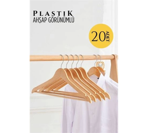 BX Ahşap Görünüm Plastik Askı 20 ADET KREM BX Ahşap Görünüm Plastik Askı 20 ADET KREM
