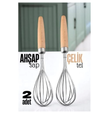 BX Ahşap Saplı Çelik Çırpıcı - Yumurta ve Sos Çırpıcı, Mutfak Çırpıcısı, Çırpma Teli