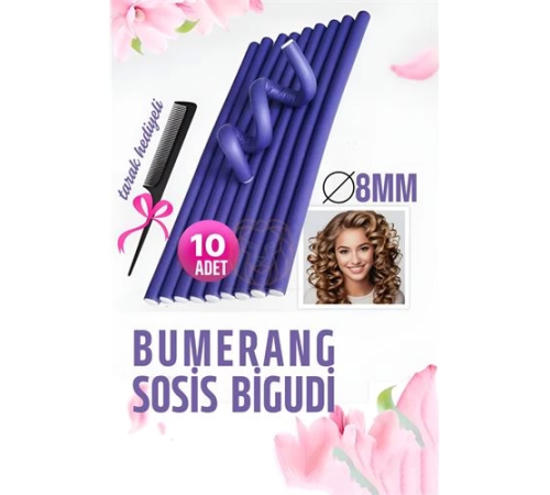 BX Bumerang Sosis Bigudi Tarak Seti 8 mm Kalınlık 10 Adet
