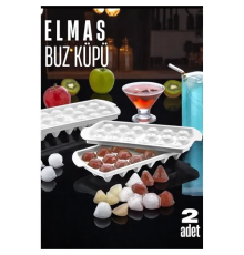 BX Buz Kalıbı ELMAS İçecek Buz Kalıbı - Mutfak Buz Kalıbı Kolay Çıkarılır Buz Kalıbı 2 ADET