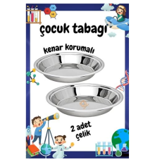 BX Çocuk Tabağı Güvenli Kenarlı Çelik 2 Adet 21 cm