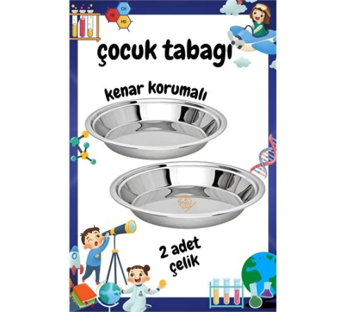 BX Çocuk Tabağı Güvenli Kenarlı Çelik 2 Adet 21 cm BX Çocuk Tabağı Güvenli Kenarlı Çelik 2 Adet 21 cm