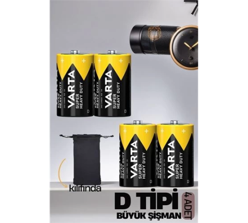 BX D Tip Büyük Şişman 4 lü Pil Seti Varta BX D Tip Büyük Şişman 4 lü Pil Seti Varta