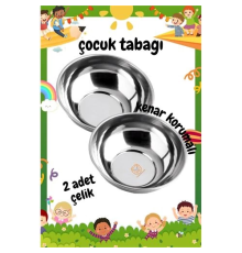 BX Derin Çocuk Tabağı Güvenli Kenarlı Çelik 2 Adet 16 cm