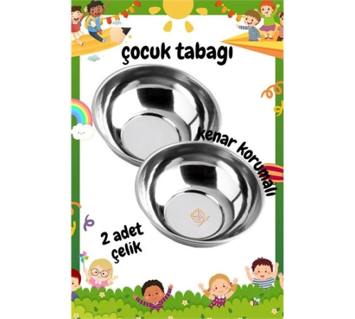 BX Derin Çocuk Tabağı Güvenli Kenarlı Çelik 2 Adet 16 cm BX Derin Çocuk Tabağı Güvenli Kenarlı Çelik 2 Adet 16 cm