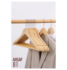 BX Elbise Askısı Natural Ahşap 8 ADET