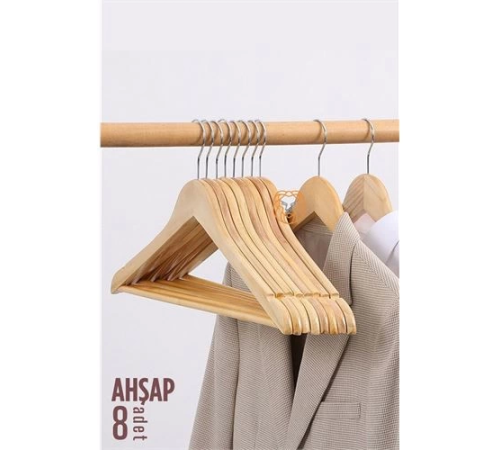 BX Elbise Askısı Natural Ahşap 8 ADET BX Elbise Askısı Natural Ahşap 8 ADET