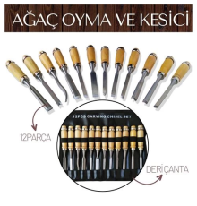 BX Elena 12 Parça Çantalı Ağaç Oyma ve Kesici Set