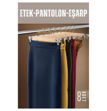 BX Etek Pantolon Eşarp Kıskaçlı Askı 8 Adet Ahşap