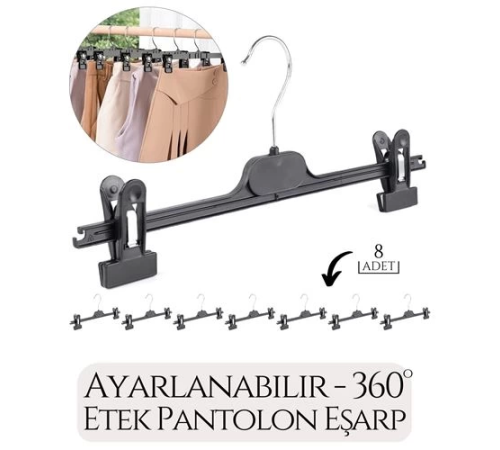 BX Etek Pantolon Eşarp Kıskaçlı Askı 8 li SET BX Etek Pantolon Eşarp Kıskaçlı Askı 8 li SET