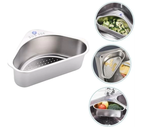 BX Inox Lavabo Köşe Süzgeci Organizer 304 Paslanmaz Çelik
