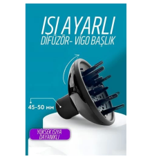 BX Isı Ayarlamalı Fön Için Difüzör Vigo Başlık Dönerli Profesyonel