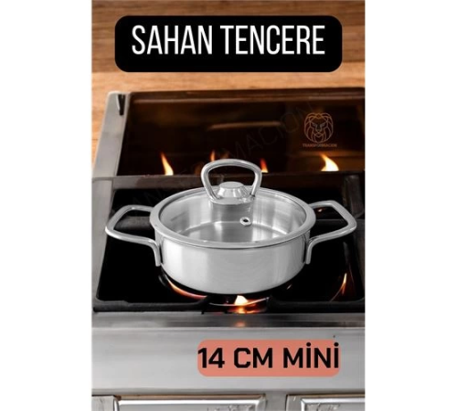 BX Kapaklı Sahan Tencere 14 cm Mini Paslanmaz Çelik BX Kapaklı Sahan Tencere 14 cm Mini Paslanmaz Çelik