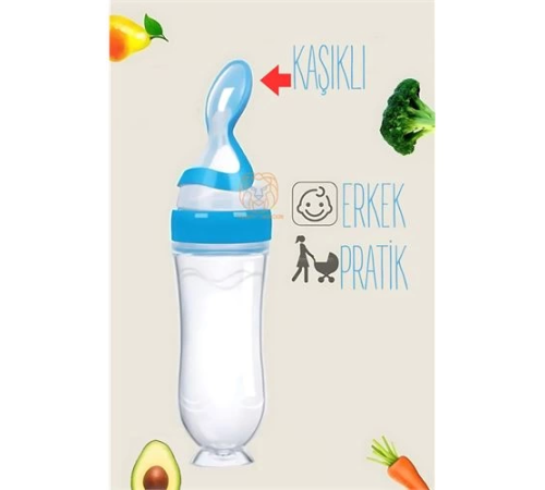 BX Kaşıklı Mama Silikon Biberon ERKEK Bebek Besleyici