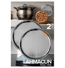 BX Lahmacun Pizza Pide Pişirme Tepsisi 2 li SET