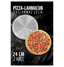 BX Lahmacun Pizza Pide Pişirme Tepsisi 24 CM 2 li SET