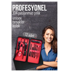 BX Manikür Seti Pedikür Kulak Yüz Bakım Kiti Profesyonel 304 Çelik Siyah