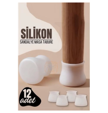 BX Masa ve Sandalye Ayak Koruyucu Silikon Zemin Koruyucu BEYAZ 12 ADET