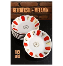 BX Melamin Çay Tabağı 18 Adet Geleneksel Türk Çay Bardağı Altlığı