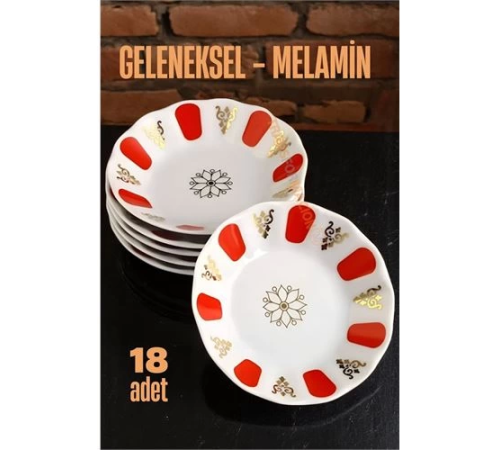 BX Melamin Çay Tabağı 18 Adet Geleneksel Türk Çay Bardağı Altlığı