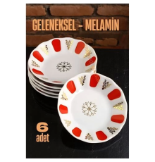 BX Melamin Çay Tabağı 6 Adet Geleneksel Türk Çay Bardağı Altlığı